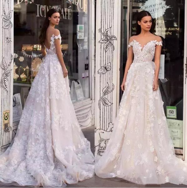 

старинные кружева свадебные платья с плеча 3d аппликация спинки свадебные платья vestido де novia развертки поезд на заказ линия свадебные п, White