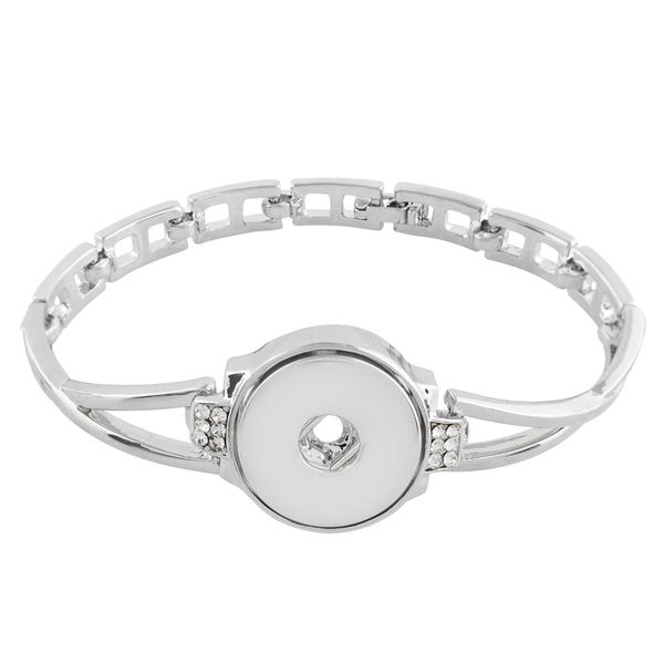 

2018 new silver round rhinestone charms bracelet snap bracelet fit 18mm snap button for diy snaps jewelry kc0777, Golden;silver