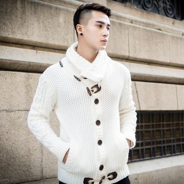 

sweaters men autumn winter pullover men outerwear clothes 2018 fashion sweater streetwear long men's cardigans solid sweatercoat, White;black