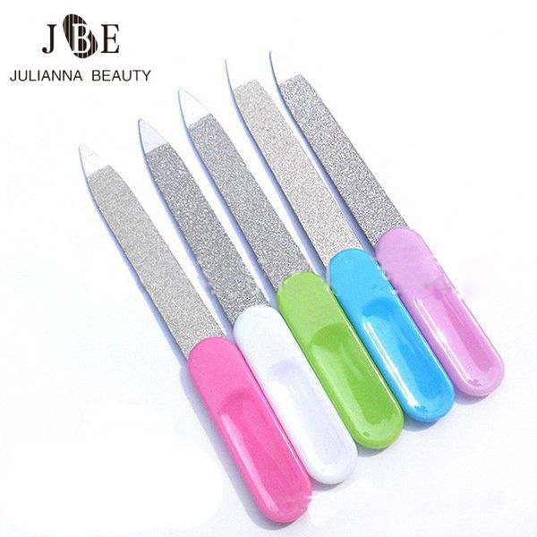 

5pcs fashion double nail buffer sided stainless steel metal nail art file manicure pedicure tool files with color handle