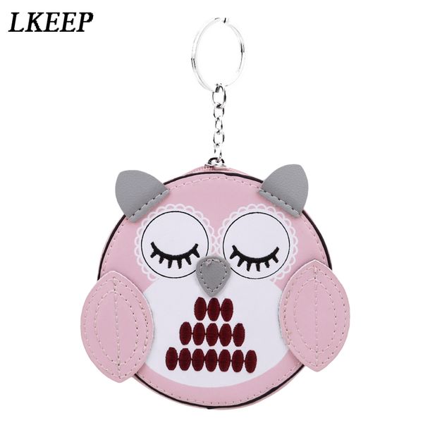 

owl coin purses women wallets small cute cartoon kawaii card holder key money bags for girls ladies purse kids children purse, Red;black