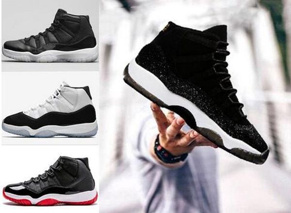 

2019 Men 11 11s Basketball Shoes Heiress Black UNC White Gym Red Space Jam Concord Bred mens womens Sports Sneakers US 5.5-13