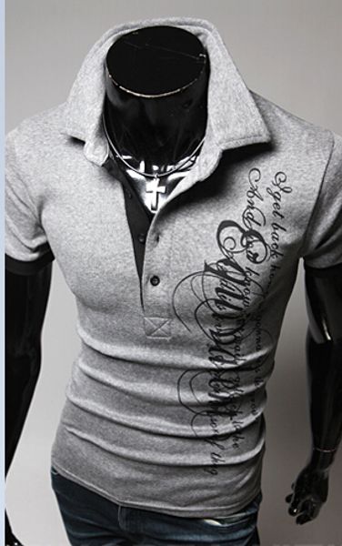 

letter designer polos men fashion brands new short -sleeved polo shirt ,men 's casual breathable solid color polos hombre camisa, White;black