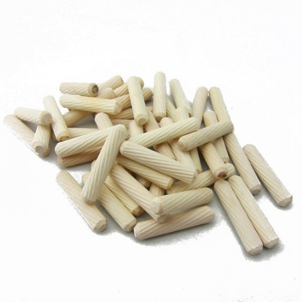 

100 pack wooden dowel pins wood kiln dried fluted and beveled