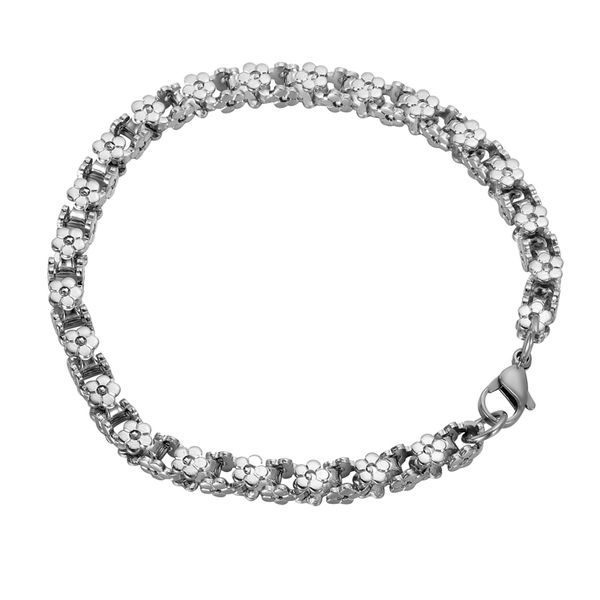 

funique minimalism bracelet stainless steel flowers bracelets for women fashion charm bangles jewelry fit romantic lover gifts, Black