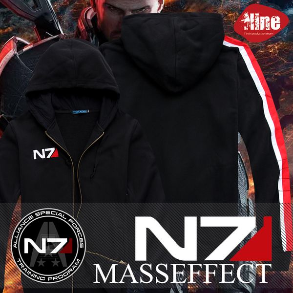 

cool game mass effect 3 n7 cotton blende cosplay costume hoodie coat jacket new ing, Black