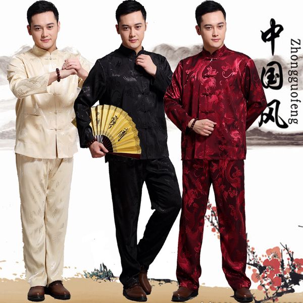 Xangai História tradicional Chinês Tang terno Define algodão (Top + Calças) verão masculino nacional estilo traje Kung Fu ternos Fatos de Treino dos homens