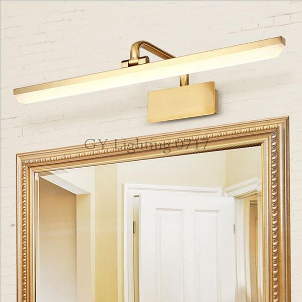 

Новое Золото L40cm L50cm L60cm L70cm светодиодный свет кабинета Современный 110 В 220 В зеркало в ванной передняя лампа тщеславия туалет декор настенное освещение