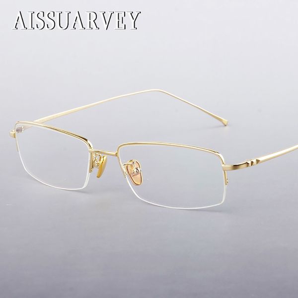 

titanium eyeglasses frames for men optical eyewear semi-rim prescription glasses classic simple goggles clear lenses, Silver