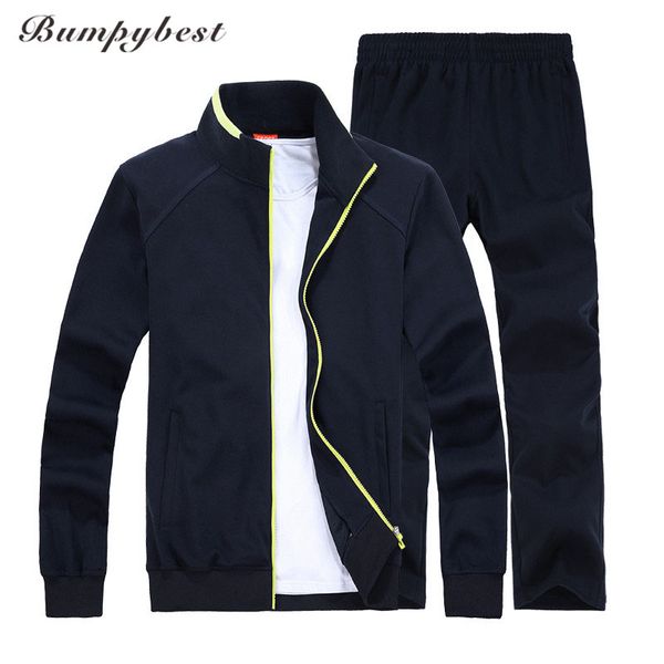 

bumpybeast 2018 spring autumn men sporting suit set jacket+pant sweatsuit 2 piece set sportswear tracksuit male clothing 8xl, Gray