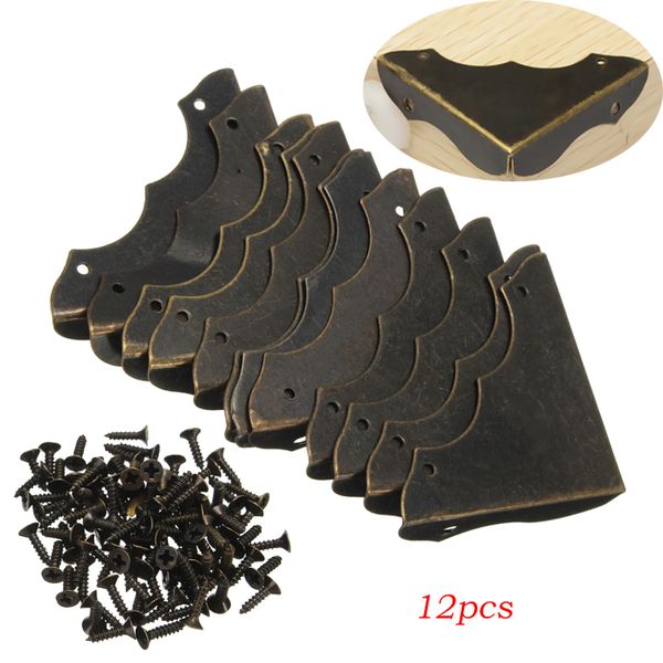 12pcs Décoration Bijoux Vin Cadeau Boîte en Bois Cadre Photo Corner Protector Guard