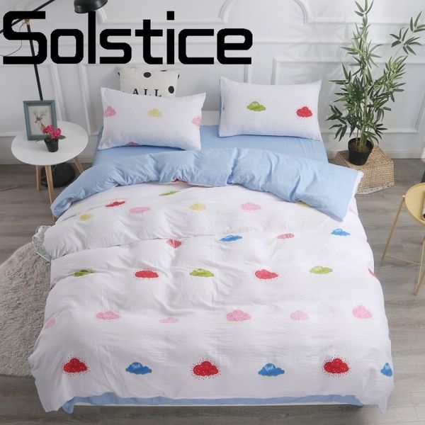 

solstice home textile skin friendly breathable washed cotton print bedding bed sheet quilt cover 3/4pcs