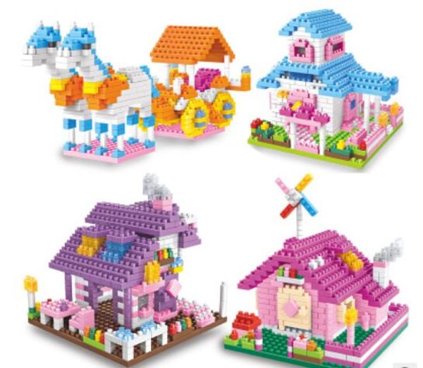 

small particle building blocks house assembling toys miniature diamond small particles spelling children's diy educational toys