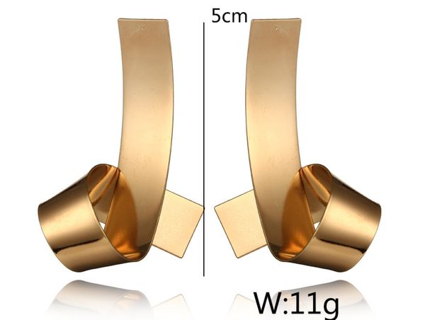 

fashion metal spiral curved wave sequins stud earrings for women girls party geometric irregular ear gold silver punk jewelry, Golden;silver