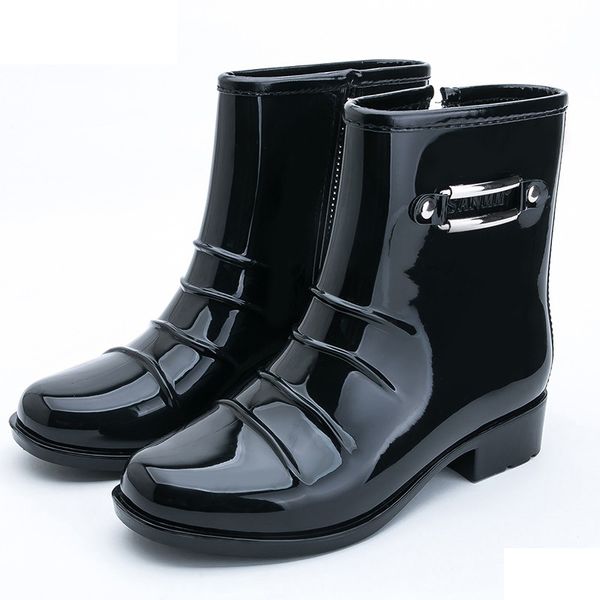 

2018 new rain boots women bot black rainshoes galoshes rubber rain boot rain shoes rainboots women botas femininas, Black;red