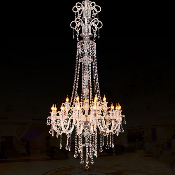 

large stair long l luxury crystal pendant chandelier modern long k9 lobby l lustres de crystal pendant candle chandelier fixture