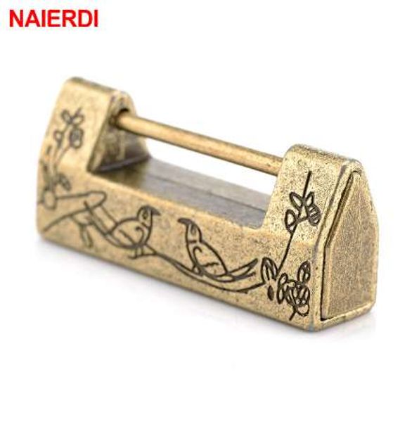 NAIERDI Lucchetto antico vintage in lega di zinco Cinese vecchio lucchetto Retro Keyer Lucchetto Gioielli Scatola di legno Lucchetto Lucchetto per cassetto valigia