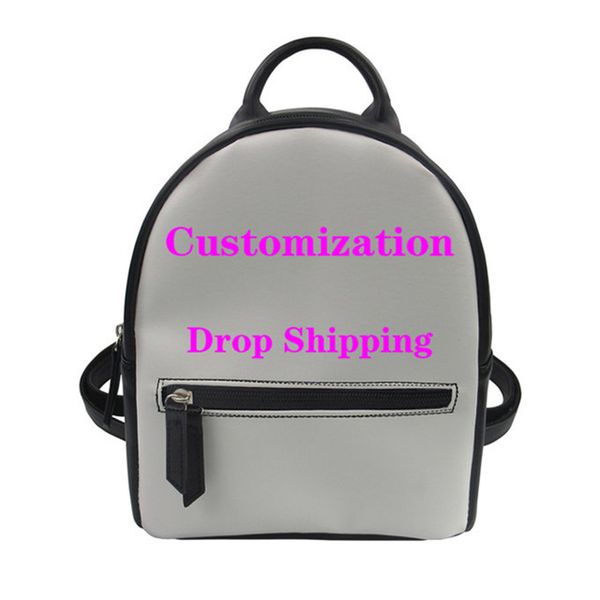 

customized image logo women pu schoolbag backpack compass children school bag kids gift drop shipping girls' book bag