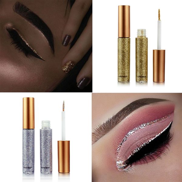

2017 new glitter eyes make up liner for women easy to wear waterproof pigmented red white gold liquid eyeliner glitter makeup