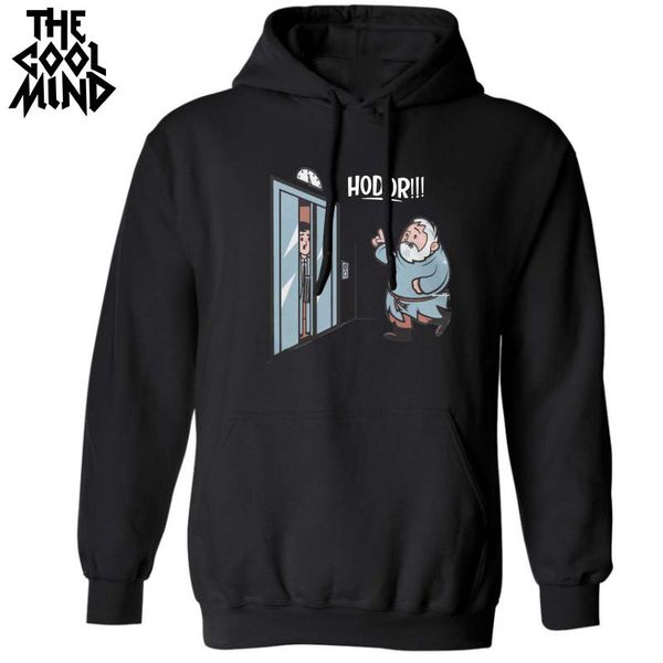 

the coolmind cotton belnd casual hodor funny printed men hoodies casual long sleeve autumn stree style sweatshirt, Black