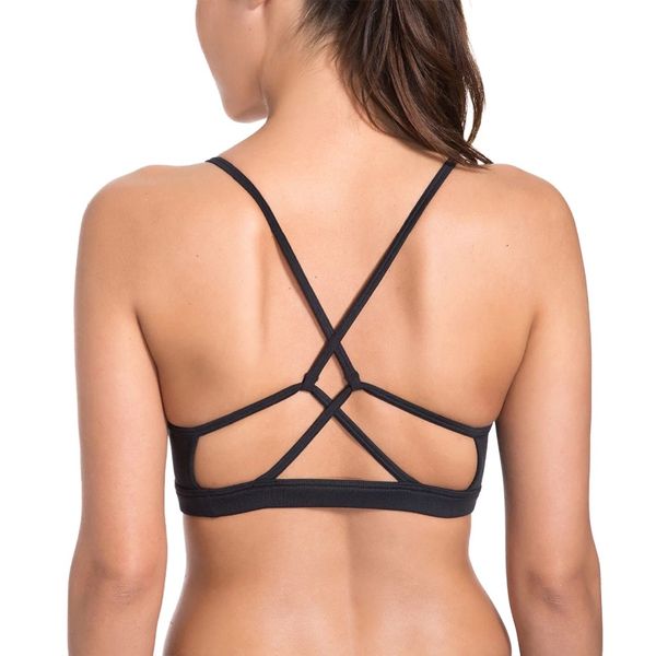 

women's light support cross strappy back feminine yoga sports bra, White;black