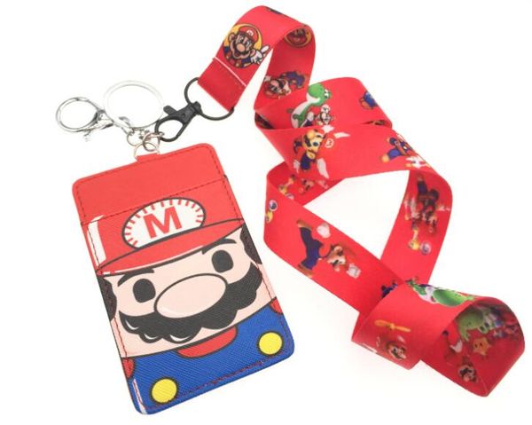 

1pcs cartoon mario lanyard key chains pendant party gifts neck strap card bus id holders identity badge lanyard, Silver