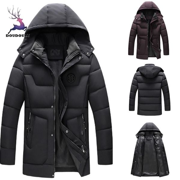 

doudoulu men's autumn winter new style warm and windproof cotton jacket zipper hat coat men clothing jackets for male 2018 #30, Black;brown