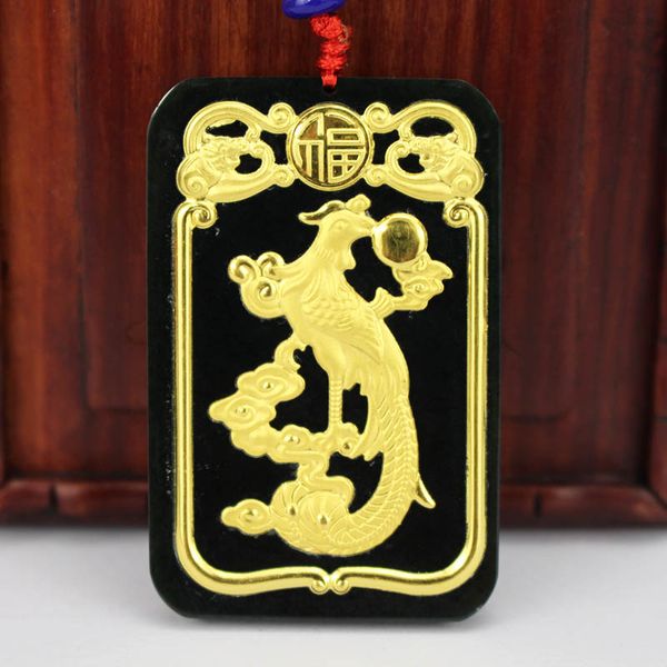 

fashion design men women necklace pendant blackish green phoenix hetian jade lucky pendants quality, Silver