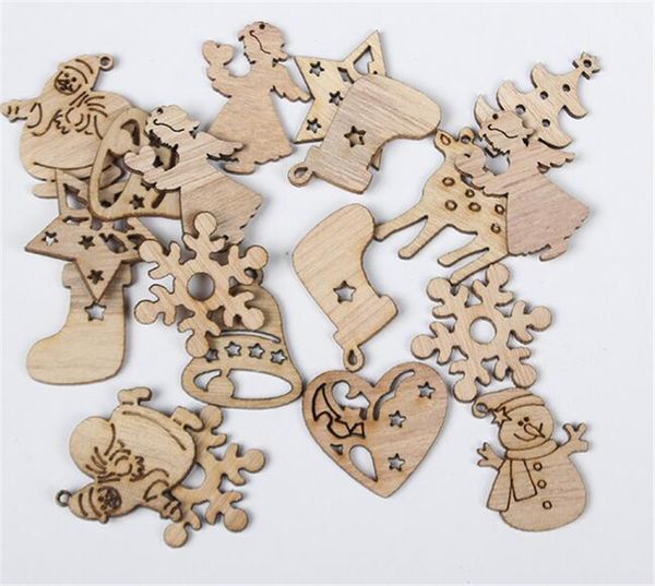 

home festive diy natural wooden chip christmas tree hanging ornaments pendant kids gifts snowman tree shape xmas ornaments