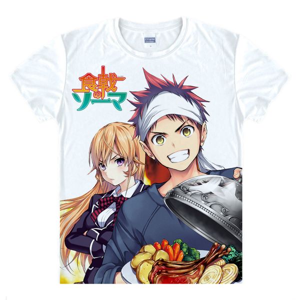 

food wars shokugeki no souma t-shirts multi-style short sleeve shirts soma yukihira erina nakiri ikumi mito cosplay shirt, White;black