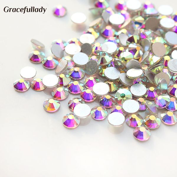 

1440pcs ss3 clear ab nail art rhinestones for nails 3d manicure decoration shiny non hix flatback crystal, Silver;gold