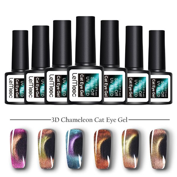 

lemooc 8ml 3d chameleon cat eye uv gel nail polish magnetic magic uv nail gel lacquer black based need, Red;pink