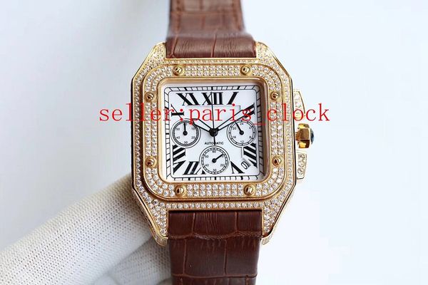 

Luxury eller diamond erie date yellow gold multifunctional timing vk quartz men 039 45mm tainle teeel wri twatche