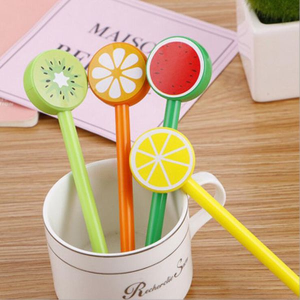 

4pcs creative cartoon fruit gel pen cute candy color water pen children's student gifts stationery office supplies (style mixed