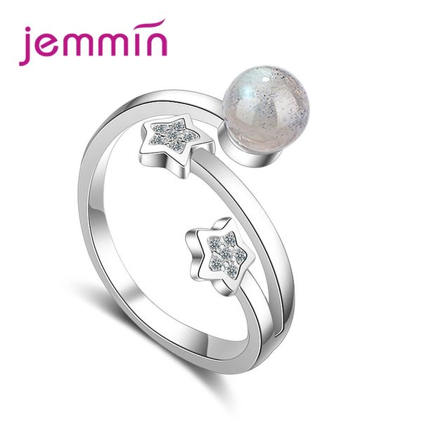 

jemmin cubic zirconia 925 sterling sliver classic romantic star crystal geometry open ring female fashion party birthday gift, Golden;silver