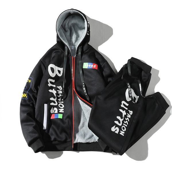 

loldeal mens hoodie fleece winter warm fit jogging sweat suits lined hoodie sweatsuit athletic warm tracksuit, Gray