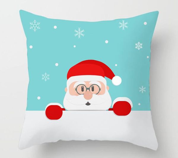 

с рождеством христовым синяя чехол на подушку мультфильм санта-клаус снеговик с рисунком лося наволочка 44 * 44 см