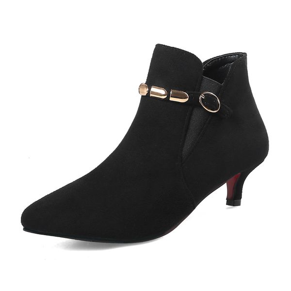 

2018 wholesale in stock dropship large sizes 33-48 woman ankle boots fashion ol women's shoes booties, Black