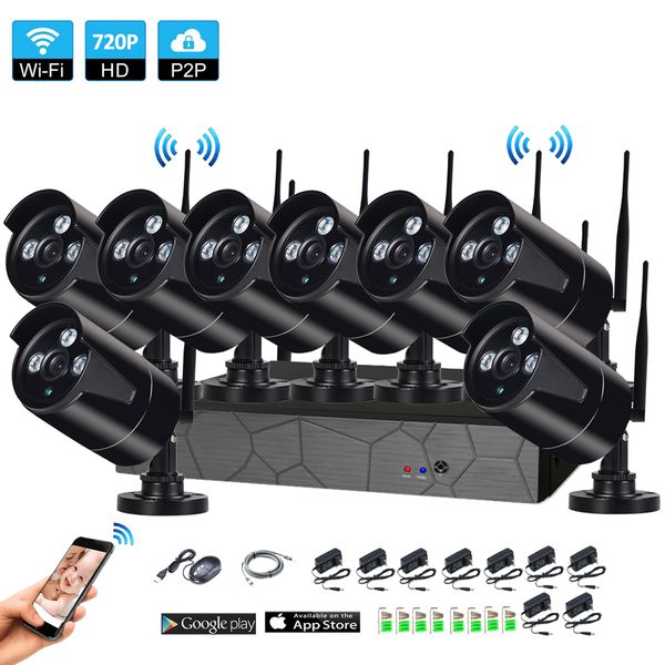 

8ch 720p hd wirele nvr kit p2p 720p indoor outdoor ir night vi ion ecurity 1 0mp ip camera wifi cctv y tem