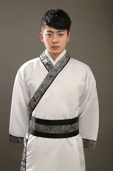 New 2018 Hot homens hanfu traje cosplay roupas isconvoluting masculino mangas compridas preto roupas de linho de algodão de palco Frete grátis