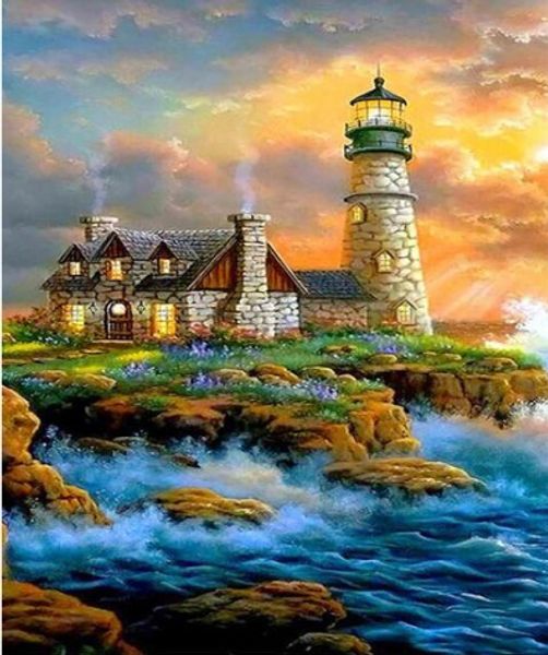 

Full Square/Round Drill 5D DIY Diamond Painting "lighthouse" Embroidery Cross Stitch Mosaic Home Decor Art Experience toys Gift A0287