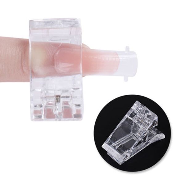 

nail tips clip transparent finger poly quick building gel extension nails art manicure tool wh998, Red;gold