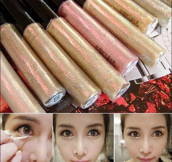 

professional glitter cosmetics 7 color waterproof shimmer pigment silver gold metallic liquid glitters eyeliner makeup ship