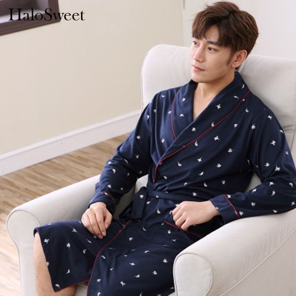 

halosweet robe male bathrobe cotton badjas kimono men roupao terry towelling bathrobe clothes for men sleepwear pajama male, Black;brown