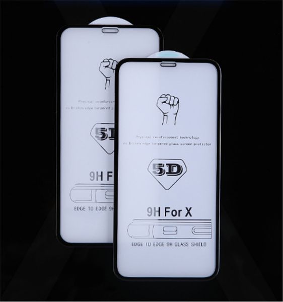 Per iPhone X iPhone 8 Plus 3D 5D Curvo Full Cover per schermo intero in vetro temperato