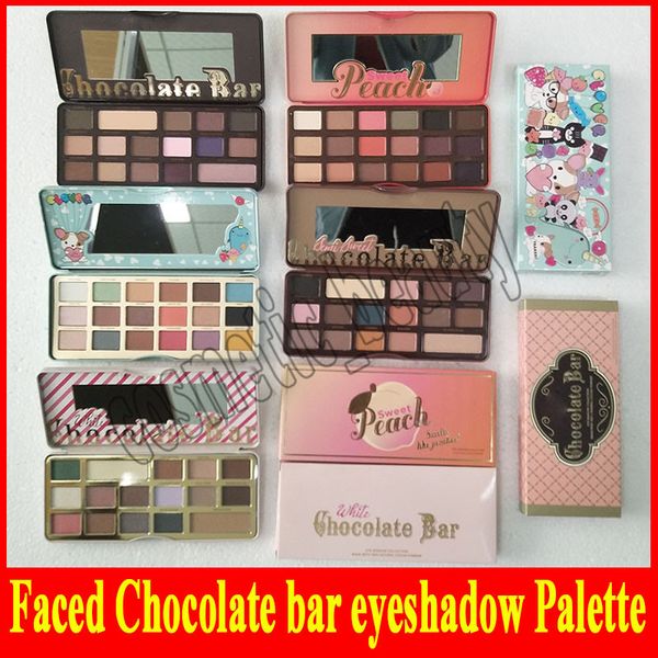 

Factory direct faced Chocolate Bar Eyeshadow semi-sweet Sweet Peach Bon Bons Palette 16 Color white chocolate bar Eye Shadow plates+gift