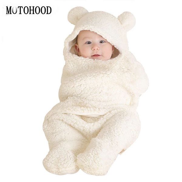 

motohood autumn winter baby swaddle baby blanket thick warm fleece quilt newborns infant wrap bedding sleeping 0-3months