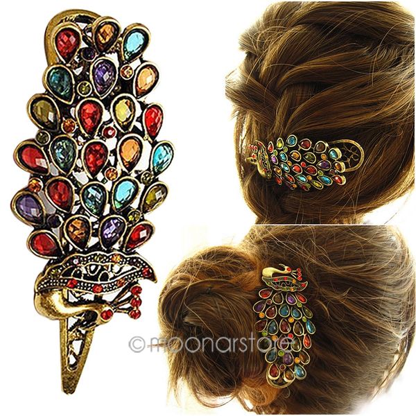 Fashion Design Arrival Vintage Peacock Hair Clip Jewelry Antique