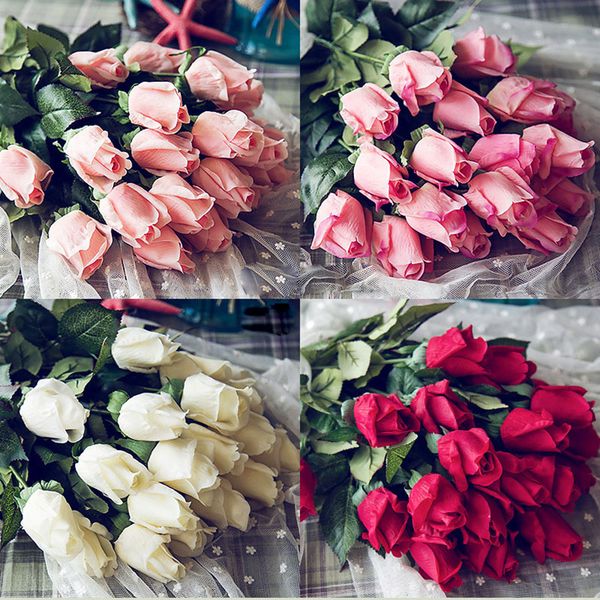 Acheter Artificielle Rose Fleur Artificielle Pu Fleur Bouquet Réel Tactile Fleurs Décoration Pour Le Mariage Décoratif Fleurs Décor à La Maison De