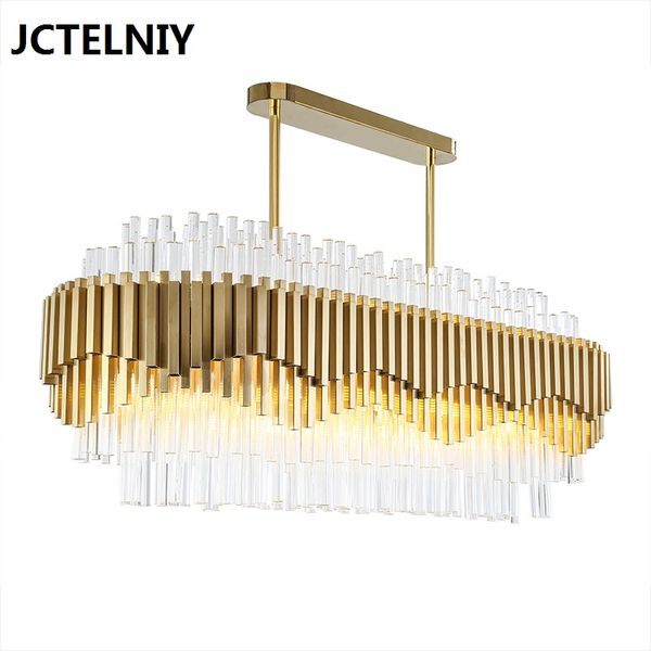 

Modern light luxury chandelier fashion gold living room decoration restaurant bar rectangular crystal lights